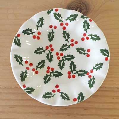 Holly Sprig Pie Crust Dish