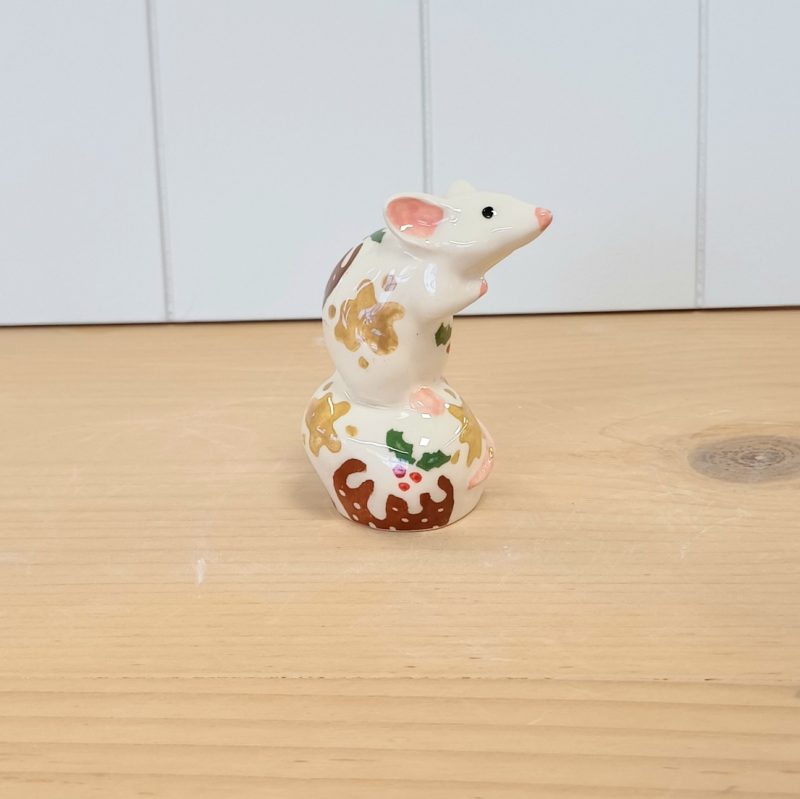 Pre-order Christmas Pudding and Custard Mouse Figurine